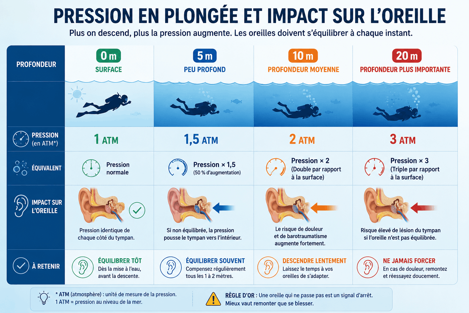Pression en plongée et impact sur l'oreille